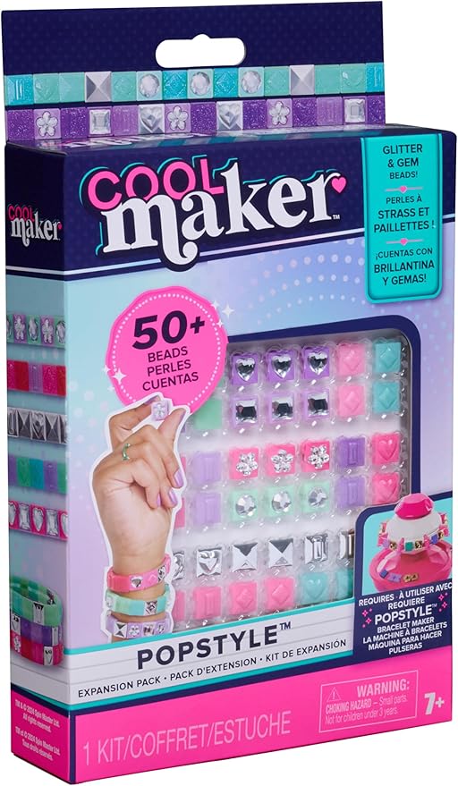 Cool Maker, PopStyle Expansion Pack, Bracelet Making Kit, over 50 Gem Beads, Makes 3 (Packaging May Vary), Arts and Crafts Kids Toys for Ages 7 and up