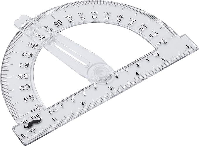 Mr. Pen- Plastic Protractor with Swing Arm, 3 Pack, 6 Inch, Clear Protractors for Geometry Classroom Student School & Office Supplies, Swing Arm Math Protractors 180 Degrees