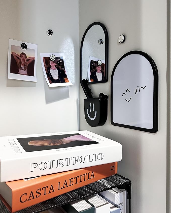 KEYDUACU 11 pcs - Locker Accessories, Locker Decorations Including Mirrors, whiteboards, Magnets and organizing Supplies. Ideal for Back-to-School Essentials and The Office (11 Pcs - Black)