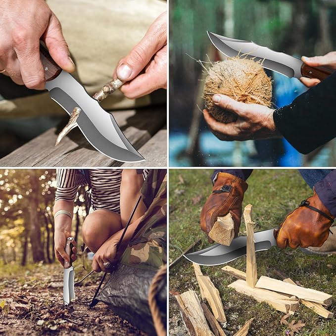 Outdoor Short Machete with Sheath for Cutting Trees, for Yard Work and for urvival Machete Ideal for Gardening,Camping, Fishing, Hunting, Bushcraft