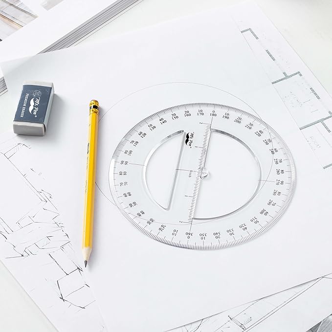 Mr. Pen- Protractor, Pack of 2, Protactor 360 Degree, Protractor Set, Protractor Ruler, Drafting Tools, Circle Protractor, Protractors Classroom Set, Large Protractor, Math Geometry Set