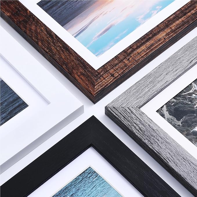 Vittanly 10 Pack Picture Frames Collage Wall Decor, Gallery Wall Frame Set for Wall or Tabletop Display, Engineered Wood and Shatter-resistant Plexiglass, Multi Sizes with 8x10, 5x7, 4x6 Frames, Brown