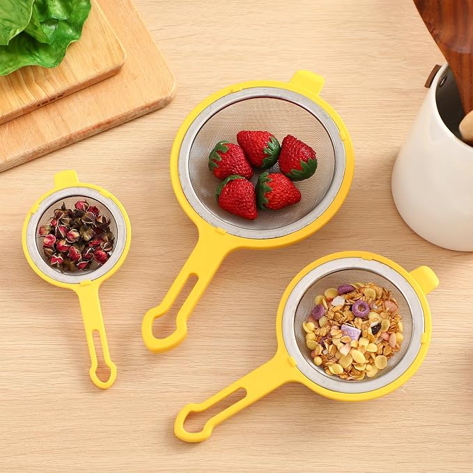 LemonRoad Set of 3 Stainless Steel Mesh Strainer 304 Fine Mesh Filters