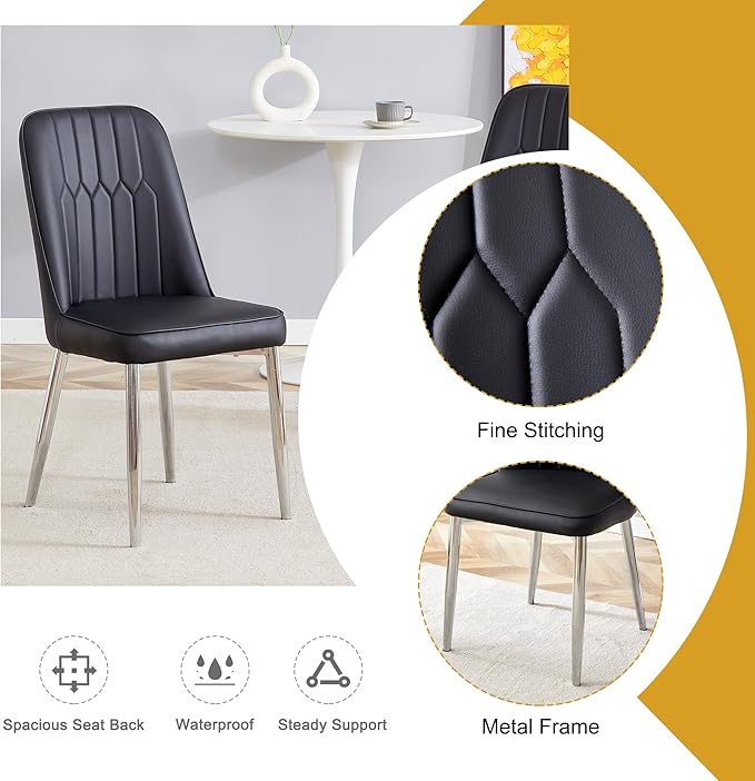 Dining Chairs Set of 8,Modern Dining Chairs, Equipped with PU Leather Backrest Cushions and Metal Legs, Suitable for Restaurants, Kitchens, and Dining Room Chairs
