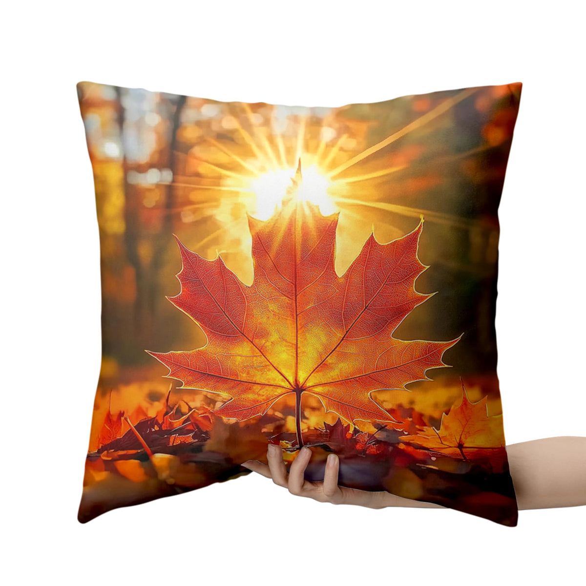 Kwlegh Fall Throw Pillow Covers 18x18 Set of 2 Maple Leaf Pillow Covers Maple Forest Outdoor Pillow Covers Autumn Sunset Sunshine Pillow Case for Living Room Couch