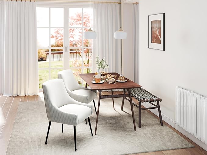 Velvet Dining Chairs Set of 8,Beige Upholstered Living Room Chairs with Black Metal Legs, Modern Tufted Accent Chairs for Living Room, Study Room, Kitchen