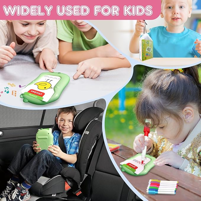 Toddler Toys Talking Flash Cards With Drawing for Toddlers 3-8 Years, 224 Sight Words for Montessori Learning, Pocket Speech Therapy & Autism Sensory Toys for Kids Educational Flashcards for Boys Gift
