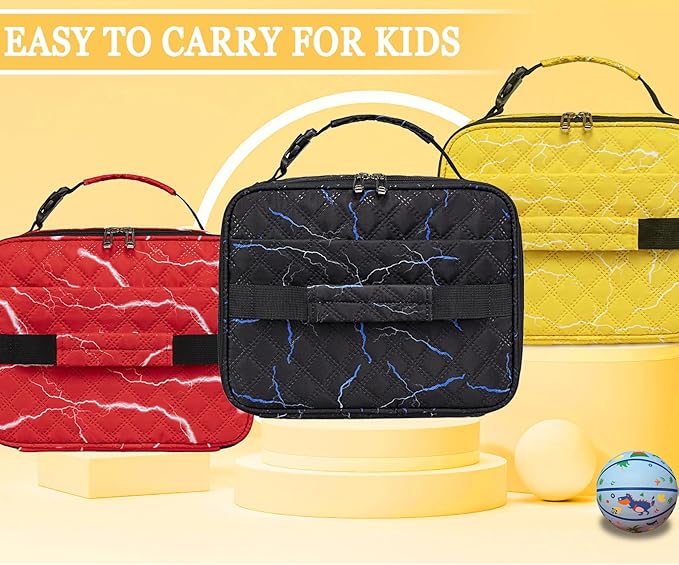 Yellow Lightning Lunch Box for Teenager Boys with Reusable Snack Bag Cute Lunch Bag for Middle High School Lonchera para chicas adolescentes