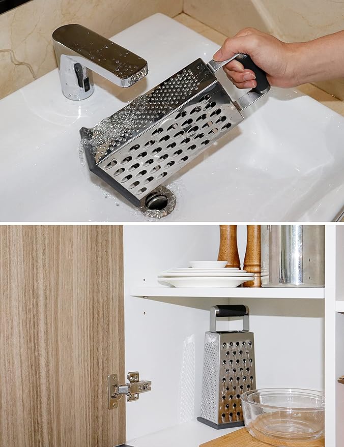 Kaishun Cheese Grater, 4-Sided Box Grater for Cheese, Vegetable & Fruit