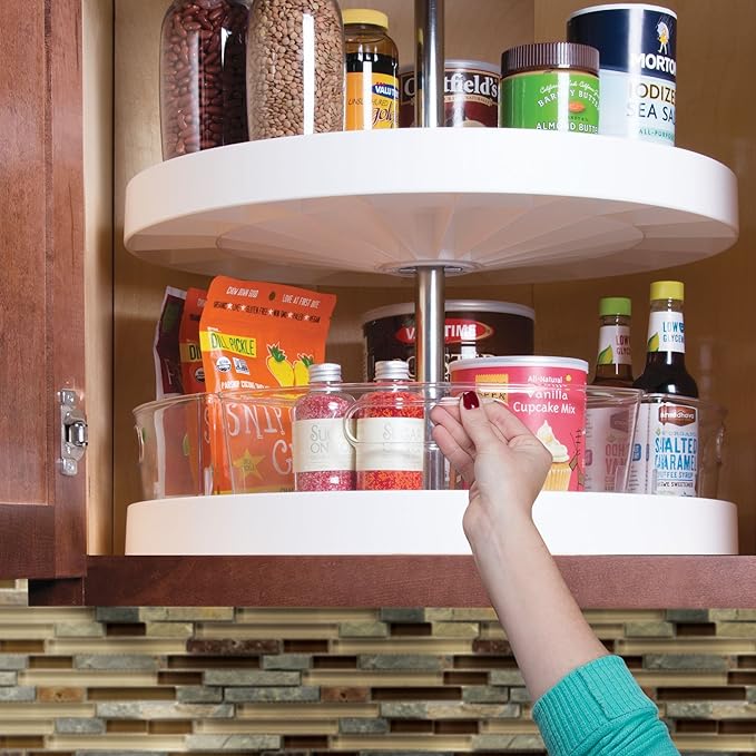 iDesign Plastic Lazy Susan Cabinet Storage Bin, BPA-Free 1/4 Wedge Container for Kitchen, Pantry, Counter, 12.56" x 7.33" x 4.05", Clear
