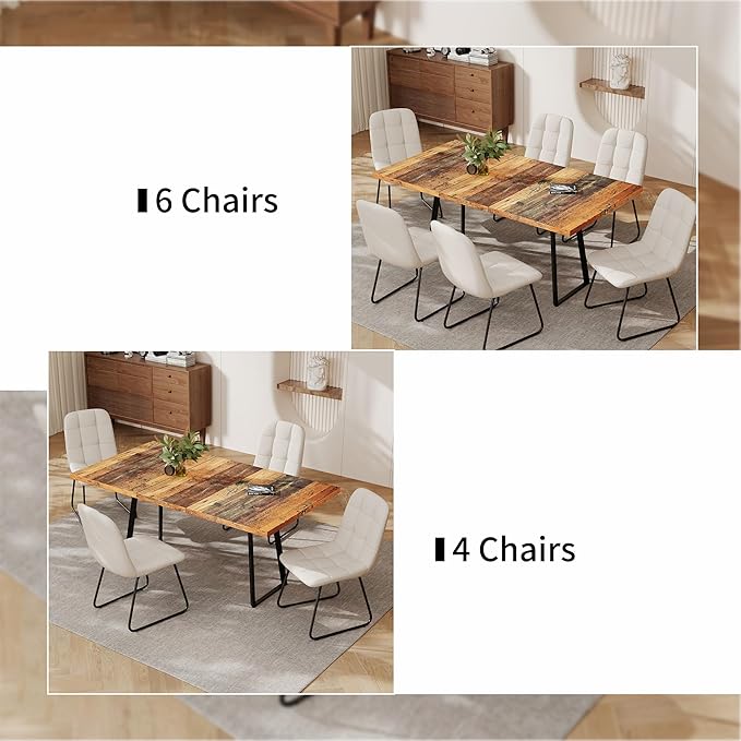 ZckyCine Extendable Dining Table 47"-63", Rustic Wood Modern Scandinavian Style Dining Room Table, Space Saving Kitchen Apartment Furniture, Seats 4-6
