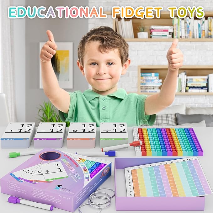 COOVA Math Games for Kids - Flash Cards for Kids - Pop it Practice with Addition, Subtraction, Multiplication & Division - Ideal for Math Learning and Skill Building.