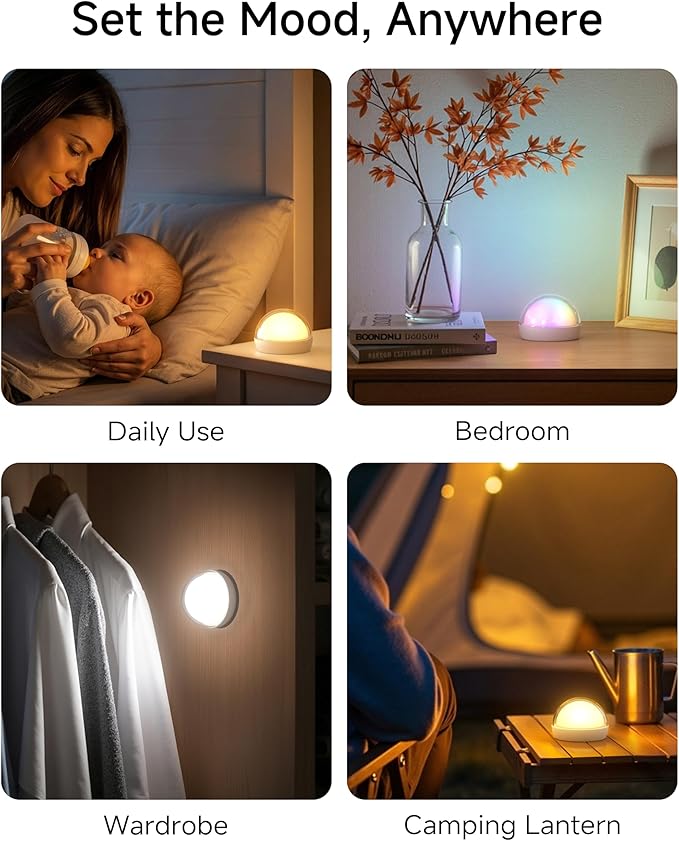 ZEEHOO Rechargeable Night Light, Portable Wireless Charging Egg Lamp, 2000mAh, Dimmable LED Night Light (8 Colors, 4 Modes), Mini Light for Kids, Toddler, Gift,Christmas Decorations
