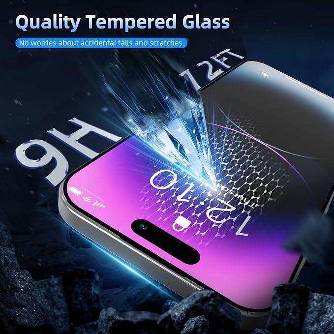 2-Pack Tempered Glass Matte Privacy Screen Protector for iPhone Anti-spy Auto-Dust Removal Anti-glare High Definition Full Coverage No Bubble Easy Installation (For iPhone 16 Pro Max)