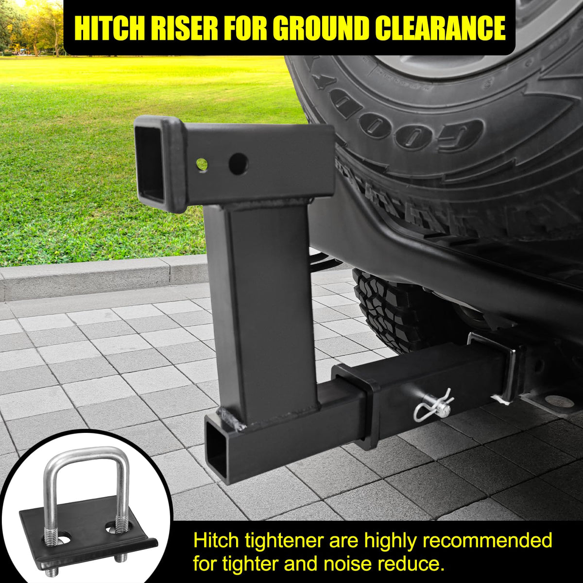 KAIRAY Trailer Receiver Hitch Riser Extender Adapter 10" Drop/Riser, 8" and 10" Extension Length, 2" Shank, 7500lbs Towing Capacity, Matte Black