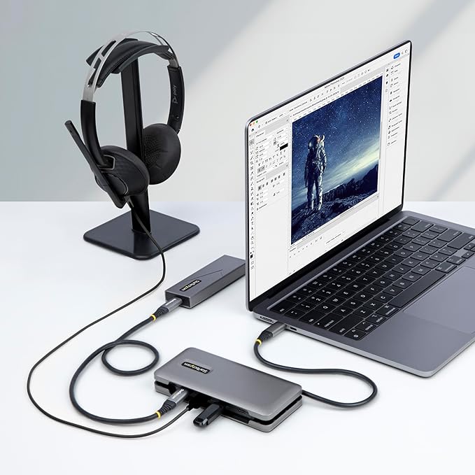 StarTech.com 4-Port USB-C Hub, 4X USB-C Ports, USB 3.1-10Gbps - Portable USB C Hub w/ 100W Power Delivery Pass-Through - USB Type C Hub w/ 12.6in/32cm Wrap-Around Cable - USBC Splitter (HB31CM4CPD3)