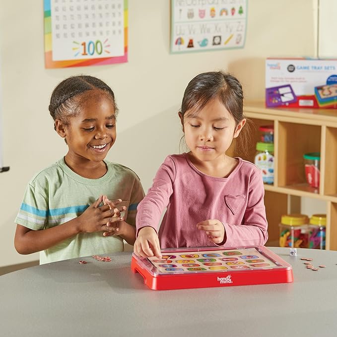 hand2mind Little Minds at Work Game Tray Set by Tara West, Includes Reading & Math Preschool Learning Activities, Science of Reading Manipulatives, Math Games for Kids, Teacher Supplies for Classroom