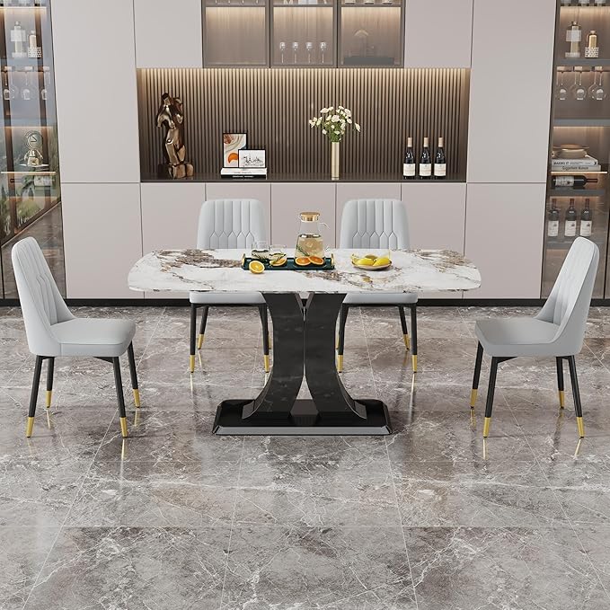 Dining Chairs Set of 2,Modern Dining Chairs, Equipped with PU Leather Backrest Cushions and Black Metal Legs, Suitable for Restaurants, Kitchens, and Dining Room Chairs