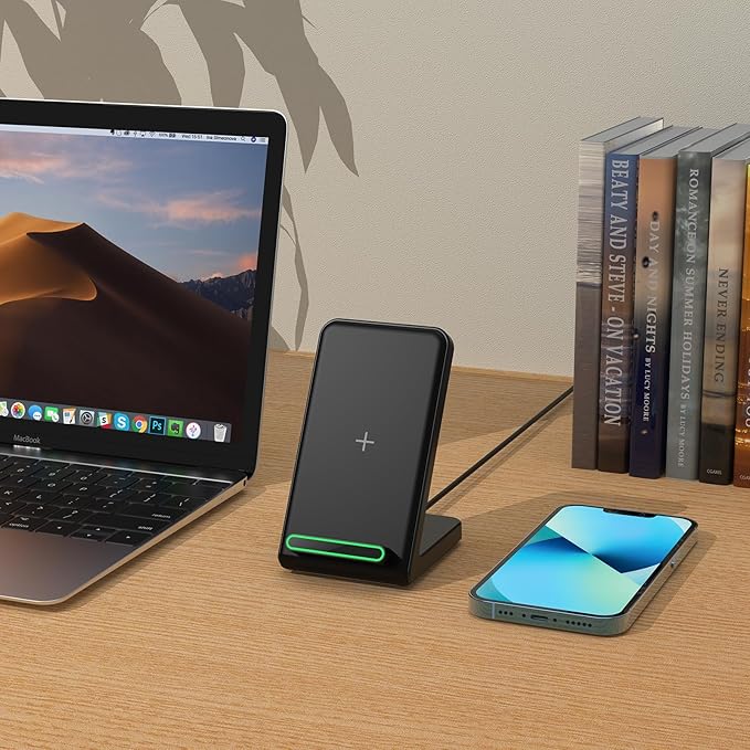 Fast Wireless Charger, 15W Wireless Charging Stand Compatible with Samsung Galaxy S24/S23/S22/S21/S20, for iPhone 16/15/14/13/12/11/XR/8, for Google Pixel 9 8 7,and More.