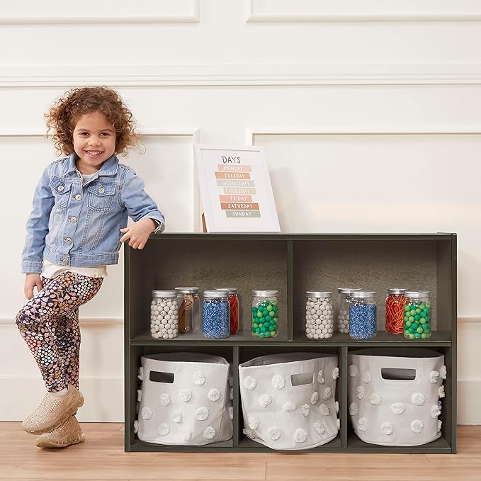 ECR4Kids Streamline 5-Compartment Storage Cabinet, 24in, Classroom Furniture, Grey Wash