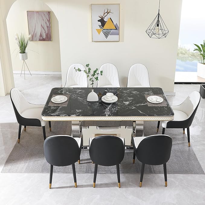 Dining Chairs Set of 2, Modern Faux Leather Dining Metal Legs for Living Kitchen Dining Room