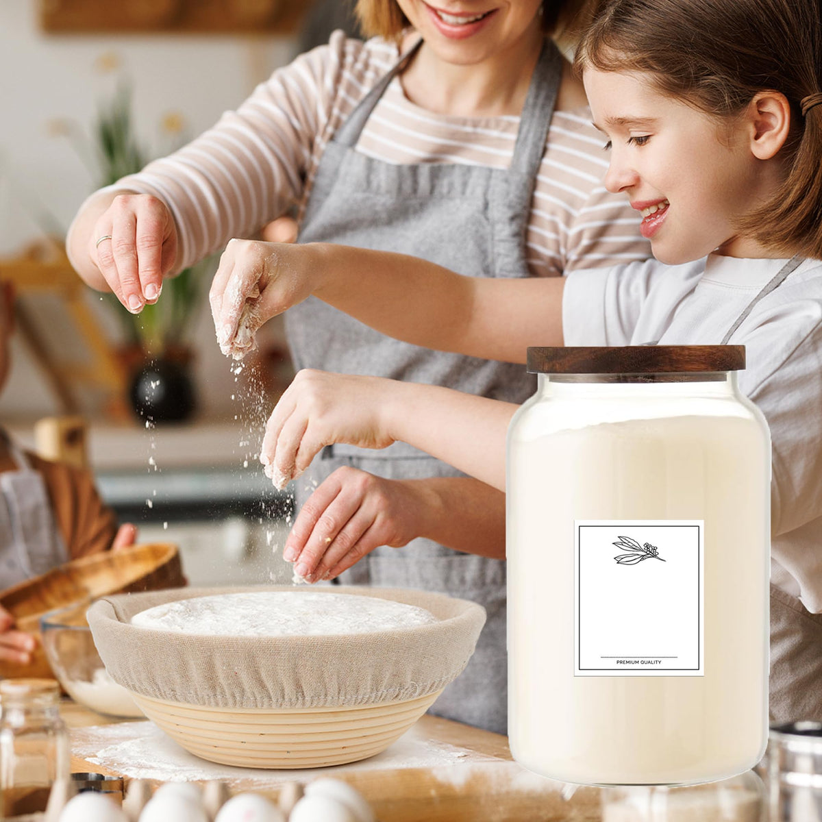 COBKSXUEP Two 2.7L Large Capacity Transparent Glass Sealed Jars with Lids.Food Storage Jars,Used for Various Food Preservation Jars,Such As Coffee,Rice,Flour,Sugar,Spices,Beans,and Grains