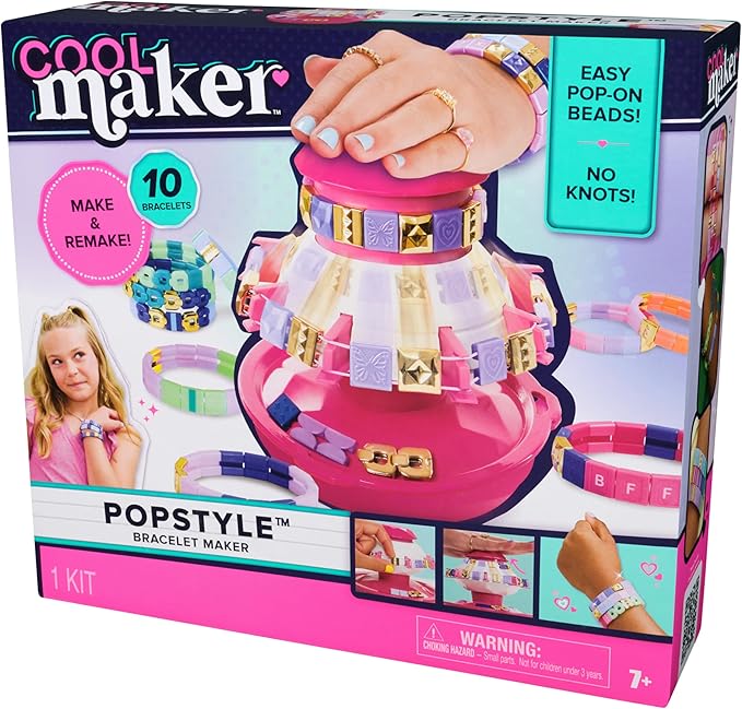 Cool Maker, PopStyle Bracelet Making Kit with 170 Beads, Make & Remake 10 (Packaging May Vary), Arts and Crafts Jewelry Kit, Kids Toys for Ages 7 and up