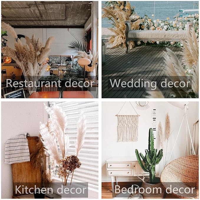 40" inch 20 Stems Natural Pampas Grass Decor Tall, Pompas Grass, Tall Pampas Grass for Wedding, Party, Farmhouse, Boho Home Decor