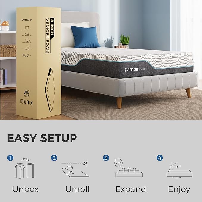 FATHOM Firm King Mattress 10 Inch Memory Foam Mattress King Size Bed in a Box for Back Pain Relief and Cool Sleep with Gel Foam and Removeable Fiberglass Free Cover, CertiPUR-US Certified