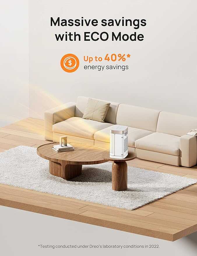 DREO Space Heater for Bathroom and Indoor, Portable Heater, 1500W Safe and Quiet PTC Ceramic Heater, 41-95°F Digital Thermostat, 70°Oscillating, Remote, ALCI Safety Plug, 12h Timer, 5 Modes, White