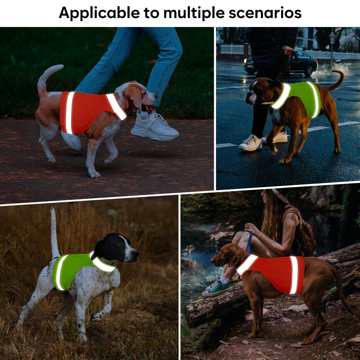 2 Pieces Dog Hunting Vest Reflective Safety Vest Adjustable,High Visibility Jacket Make Your Dog More Visible and Safety from Hunter (Fluorescent Green&Blaze Orange,M)