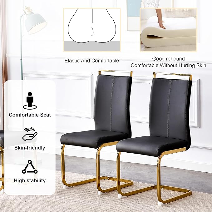 Dining Table Set for 8, Kitchen Table Chairs Set of 8, Modern Dining Room Set with 71" Marble Dinner Table PU Leather Upholstered Chairs for Kitchen