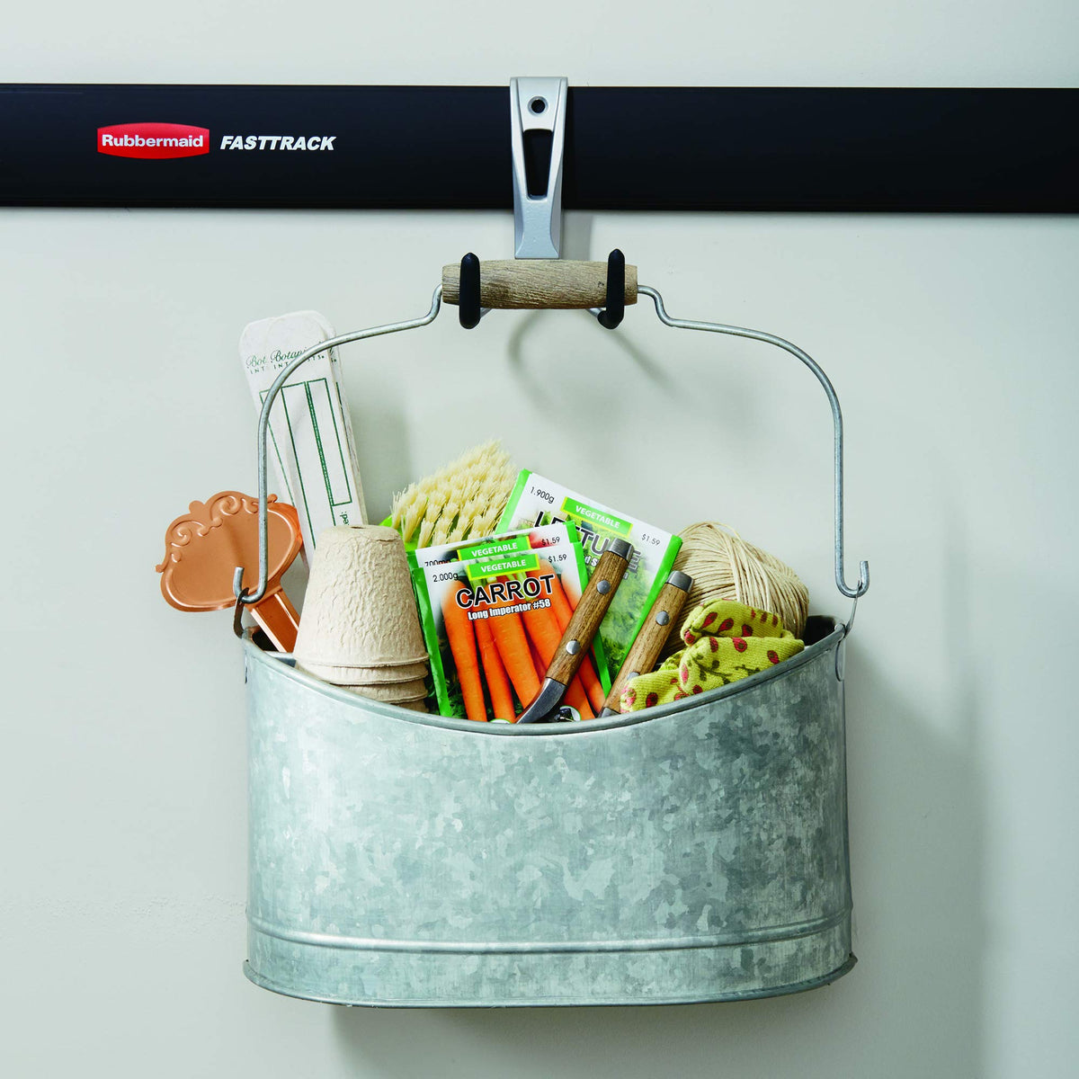 Rubbermaid Fasttrack Wall Mounted Garage Storage Utility Multi Hook for Tools, Chairs, Hose, Equipment, and Other Items, Supports 25 Lbs Each (6 Pack)