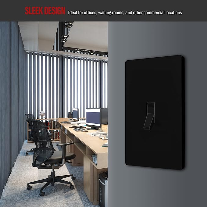 ENERLITES Screwless Toggle Switch Wall Plate, Child Safe Light Switch Cover, Standard Size 1-Gang 4.68" x 2.93", Unbreakable Polycarbonate Thermoplastic, UL Listed, SI8811-BK, Glossy, Black