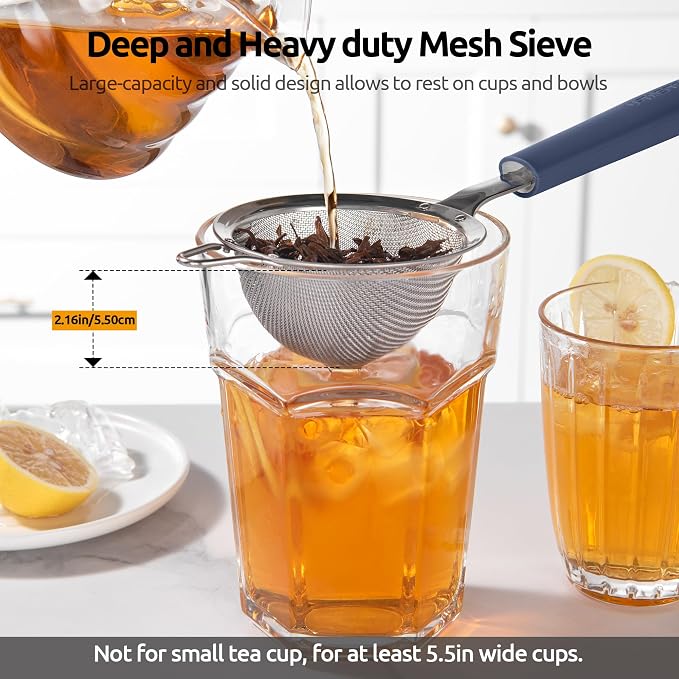 U-Taste Small Fine Mesh Strainer: 18/8 Stainless Steel 3.35in 30 Mesh Kitchen