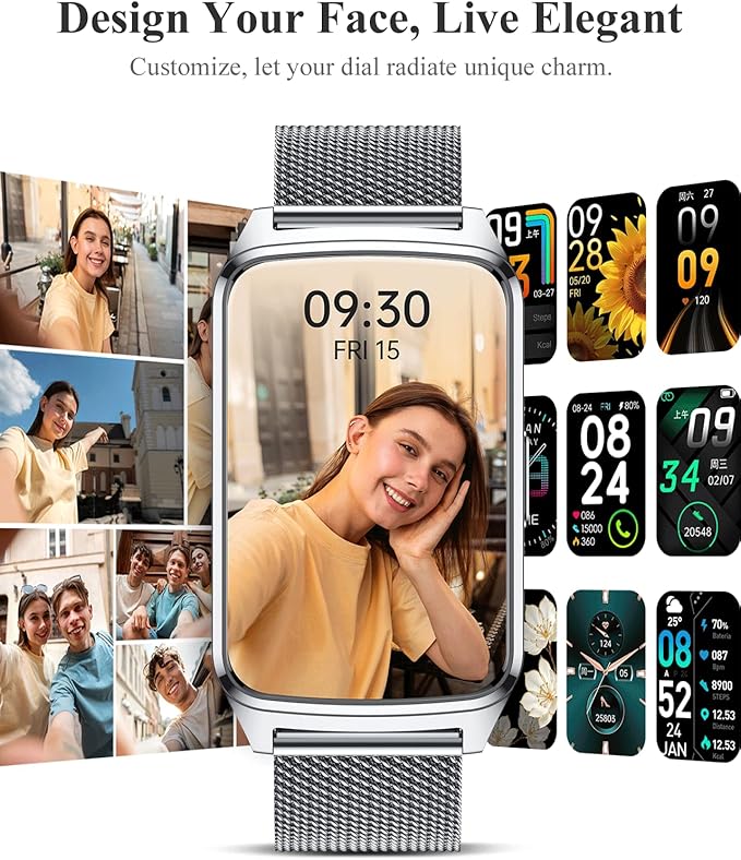 Fitness Tracker Watch for Women Men, Step Counter Compatible with iPhone Android, IP68 Waterproof Activity Tracker with Sleep Monitor, 110+ Sports Pedometer (Minimalist, Cold Steel Silver, 1.57)