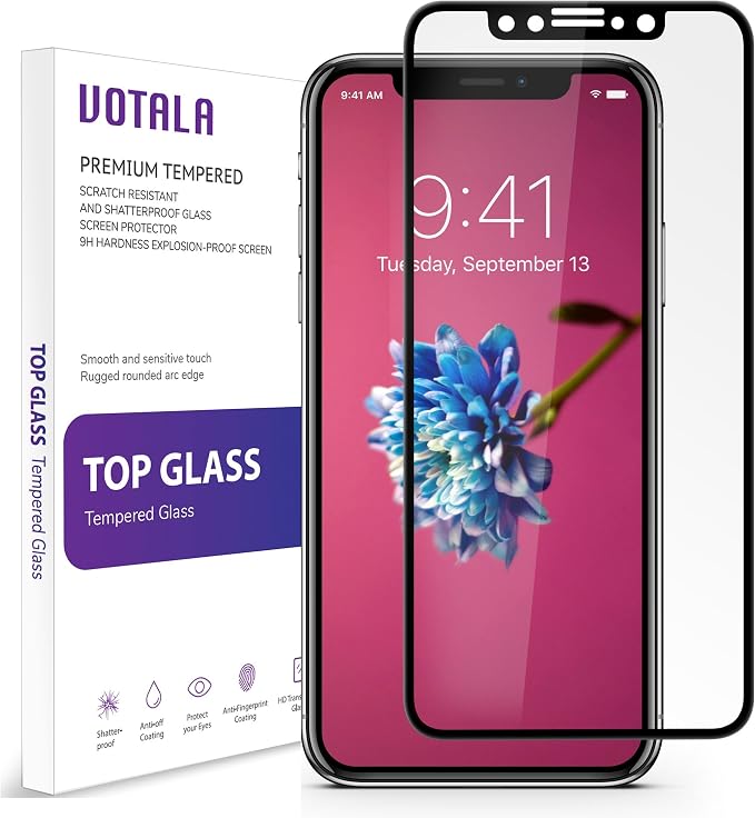 VOTALA iPhone X Tempered Glass iPhone X Screen Protector. 9H Hardness 3D Touch Compatible Best Glass for Your Best Phone (fullcover 1 Pack)