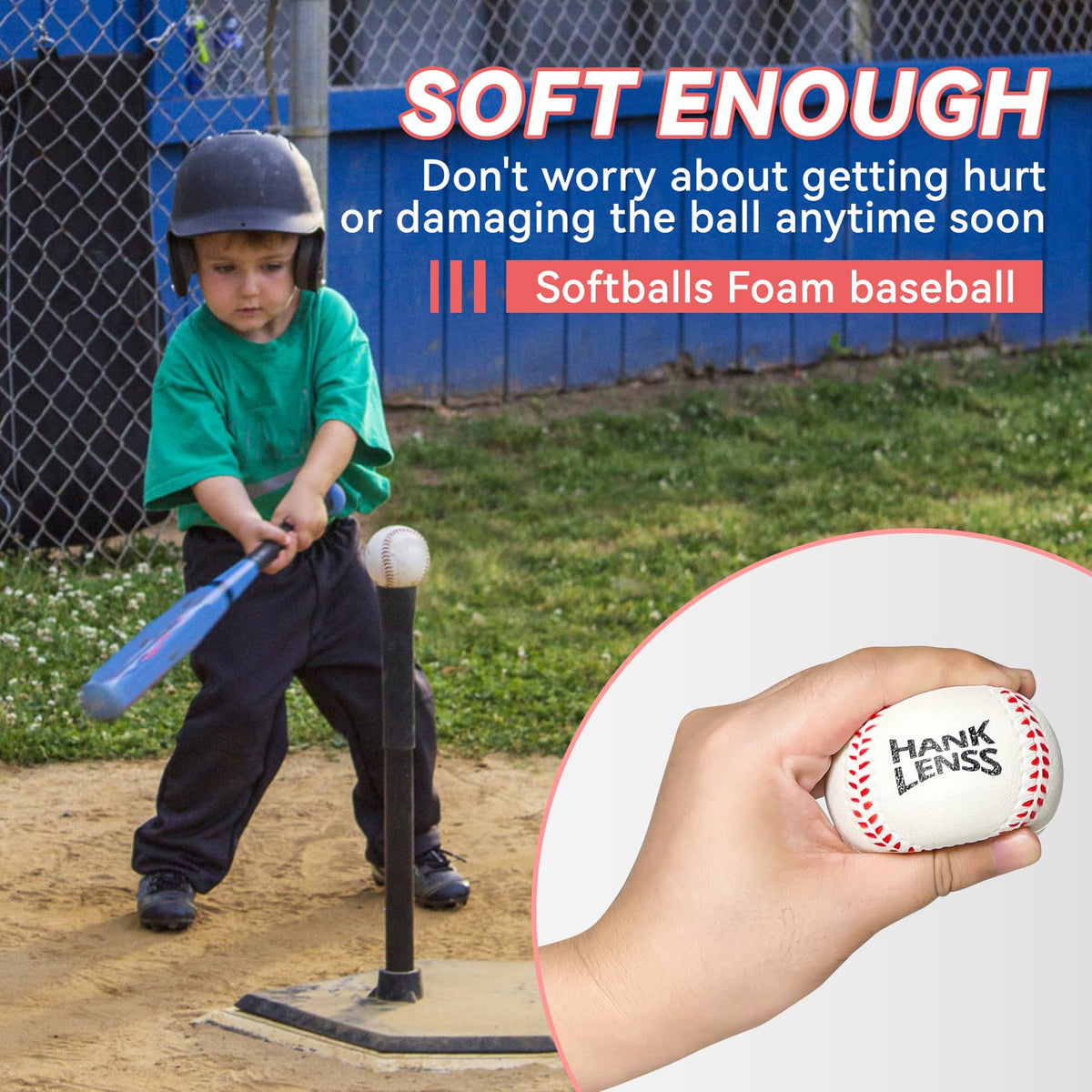 HANKLENSS Soft Foam Baseballs for Kids - 12 Pack Practice Balls for Beginners (White)