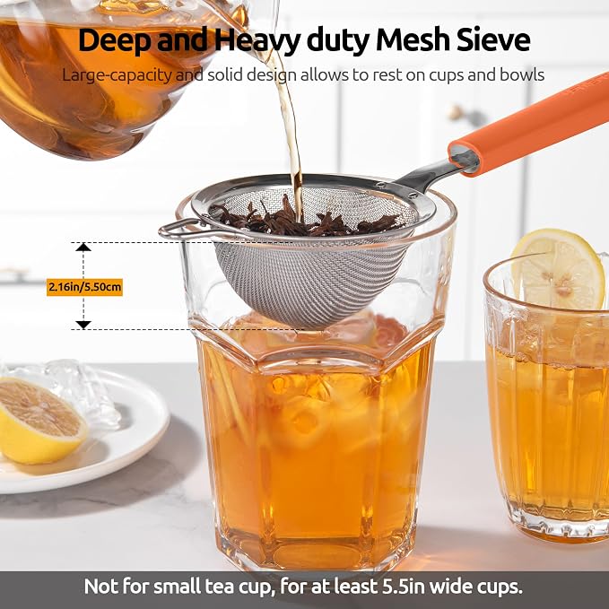 U-Taste Small Fine Mesh Strainer: 18/8 Stainless Steel 3.35in 30 Mesh Kitchen