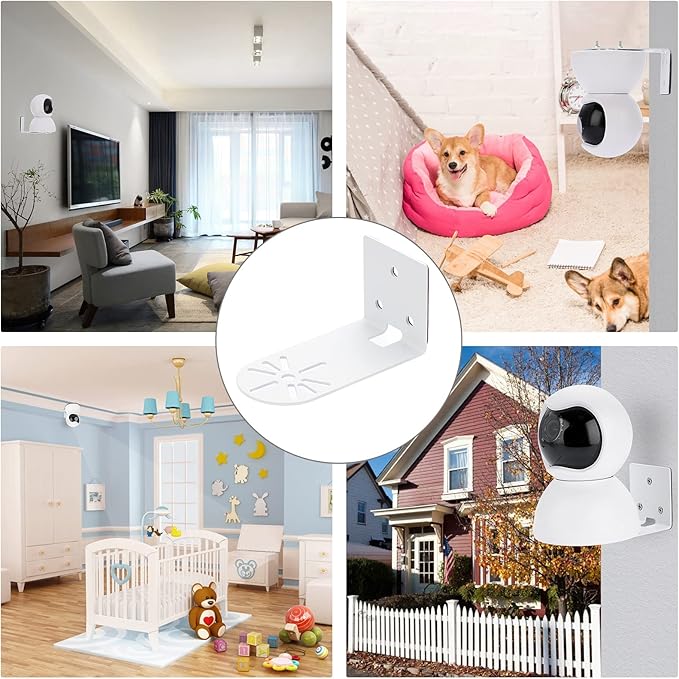 Sumnacon 2PCS Wall Mount Camera Shelf- Metal Small Wall Shelf with Adhesive,Universal Small Floating Shelf for Security Cameras, Speakers,White