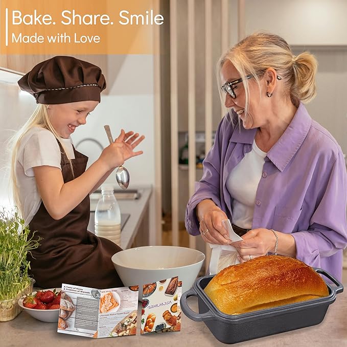 GRMImosa Cast Iron Loaf Pan with Lid, 9x5 Inch Sourdough Baking Pan