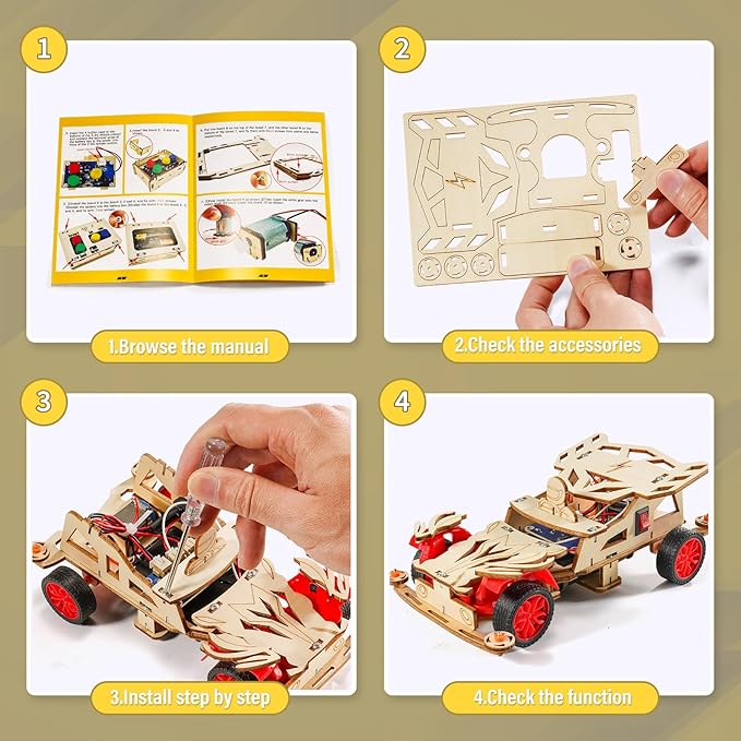 STEM Kits for Kids Age 8-10, STEM Toys for Boys 8-13, Remote Control Model Car Building Kits, Wood 3D Puzzles 8-12, Science Crafts Projects, Gifts for 8 9 10 11 12 13 14 Year Old Teen Boys Girls