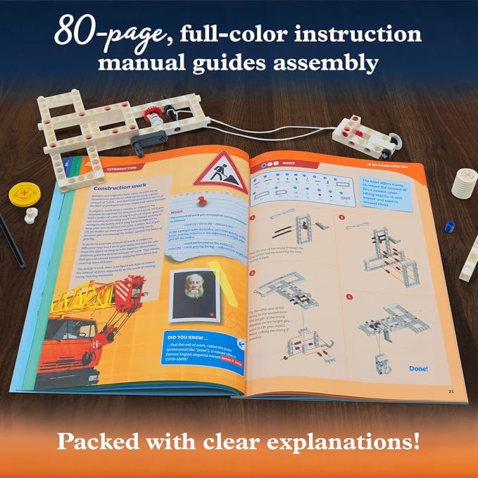 Thames & Kosmos Mechanical Engineering: Machines & Vehicles STEM Experiment Kit | Build 20 Mechanical Models, Explore Physics of Force & Motion | Hands-on, Introductory Science Learning for Ages 8+