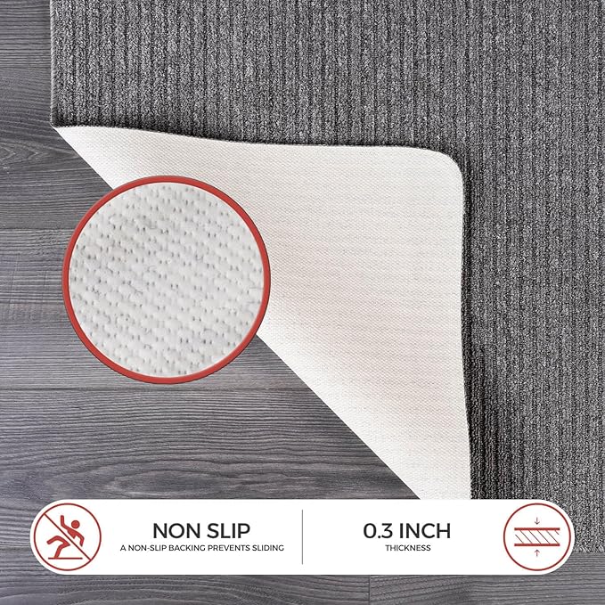 Non Slip Gray Solid Rubber Back Thing Rug for Living Room 4 Round Area Rugs for Kitchen, Rugs for Bedroom, Stain Resistant Easy Cleaning Non Shedding Carpet Gray 4 Round