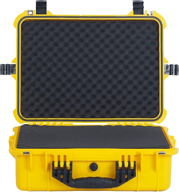 MEIJIA Portable Waterproof Protective Case,Hard Camera Case,Customized Fit Foam Inserted, Elegant Black,Fit for Camera, Equipments, Lens,Drones(Black)