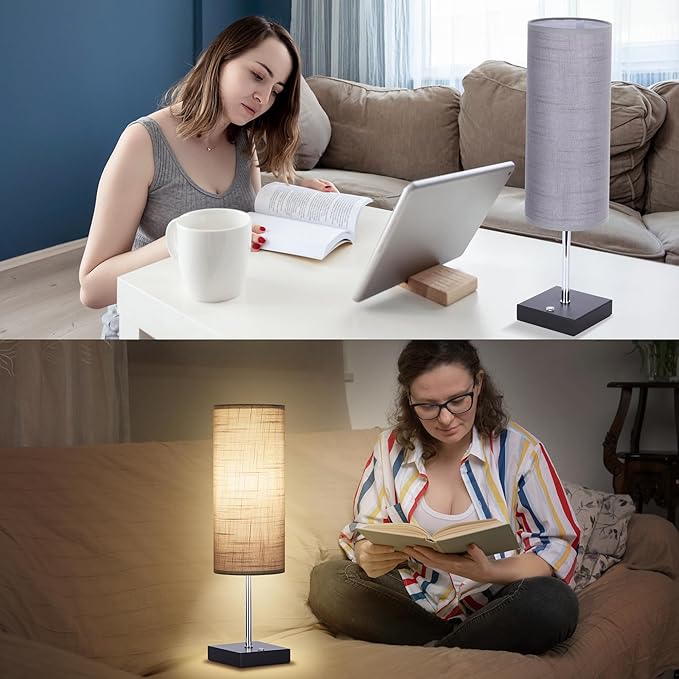 AVV Cordless Table Lamp, 5000mAh Battery Operated Lamp for Night Stand, 3 Modes Battery Powered Wireless Table Lamp, Touch Control Rechargeable Lamp for Bedroom, Living Room, 18 Inch Grey