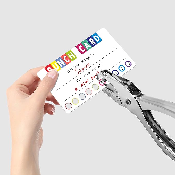 Punch Cards Kit 215 PCs Incentive / Chore / Responsibility / School Attendance / Homework Progress Tracking Card (3.5" x 2") with Hole Punch