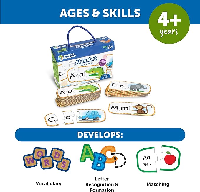 Learning Resources Alphabet Puzzle Cards, Kindergarten Readniness, Self Correcting Puzzles, Ages 4+