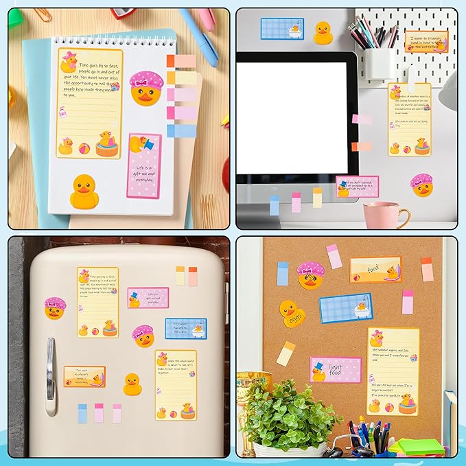 Xqumoi Duck Lovers Sticky Notes Set - Just A Girl Who Loves Ducks Self-Stick Note Pads Cartoon Animal Duckie Writing Memo Pad Page Marker Bookmarker Back to School Office Party Favors Supplies