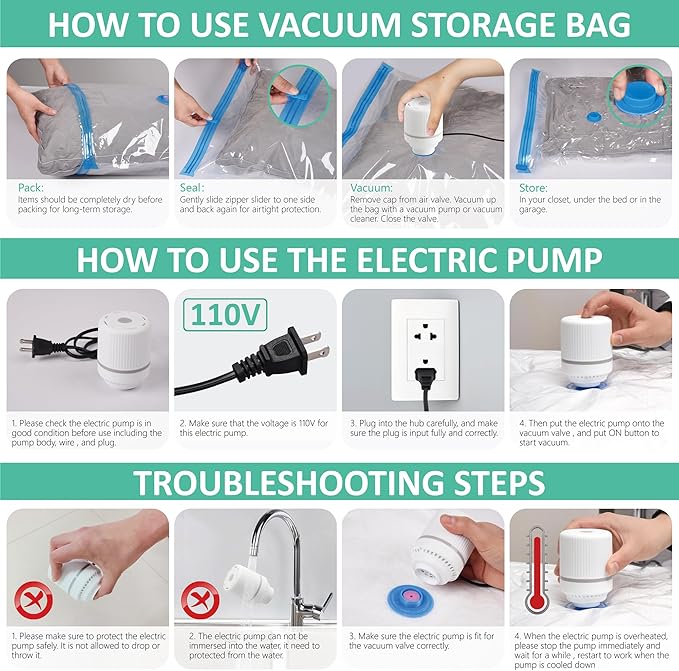 Cozy Essential Vacuum Storage Bags, Space Saver Bags,Compression for Comforters and Blankets, Pillow, Bedding, Sealer Clothes Storage, 20 ECombo